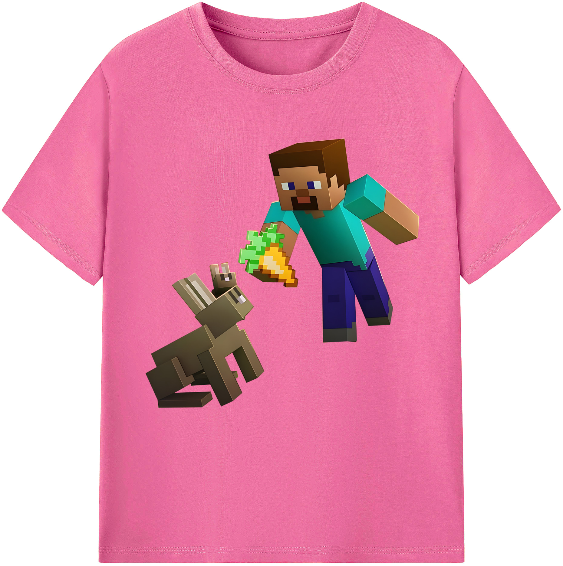（画像用） マインクラフト ブロックの世界 Minecraft MC Block world レディースカジュアルプリントTシャツ（綿100％）